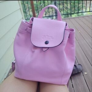 Longchamp Small Pink Leather Backpack
